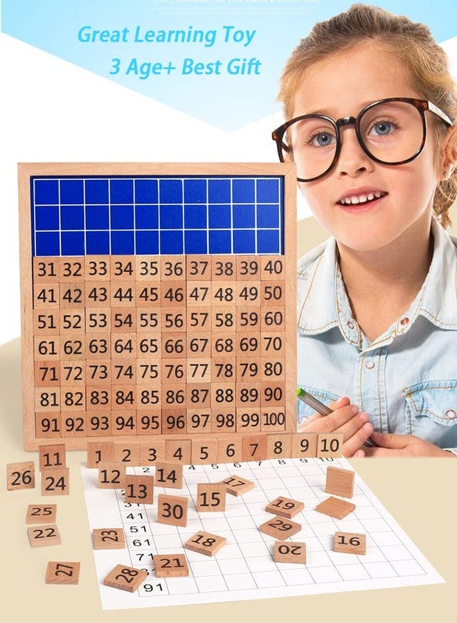 umbresen Wooden Toys Hundred Board Montessori 1-100 Consecutive Numbers Early Childhood Toys Digital Board for Kids with Storage Bag - Image 5